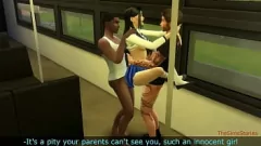 Odtwórz Sims 4: Dziki japoński trójkąt na transporcie publicznym - pomieścił i pieprzył